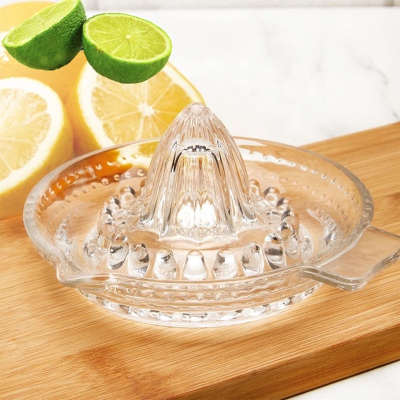 DUHALINE Lemon Squeezer, Portable Citrus Juicer, Crystal Reamer Manual Juicer with Handle and Spout for Fresh Juice, Lime Orange, Heavy Clear Glass - Image 2