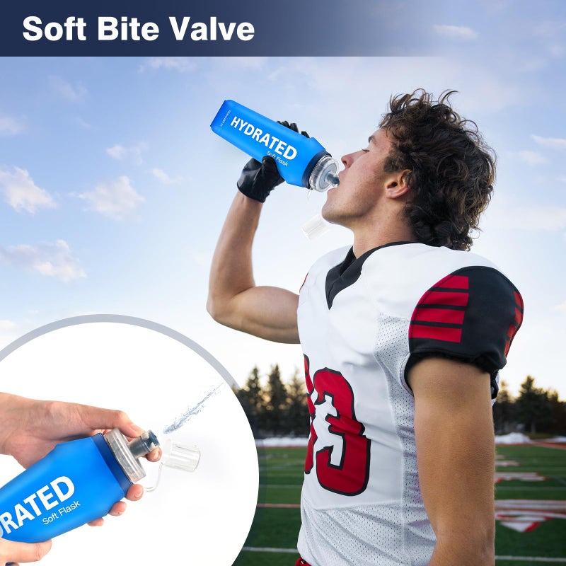 SLUXKE 3 Pack Soft Water Bottle, 25oz/750ml Flask Running Bottles for Hydration Packs, TPU Collapsible Reusable Handheld Flasks for Hiking Cycling Climbing - Image 3