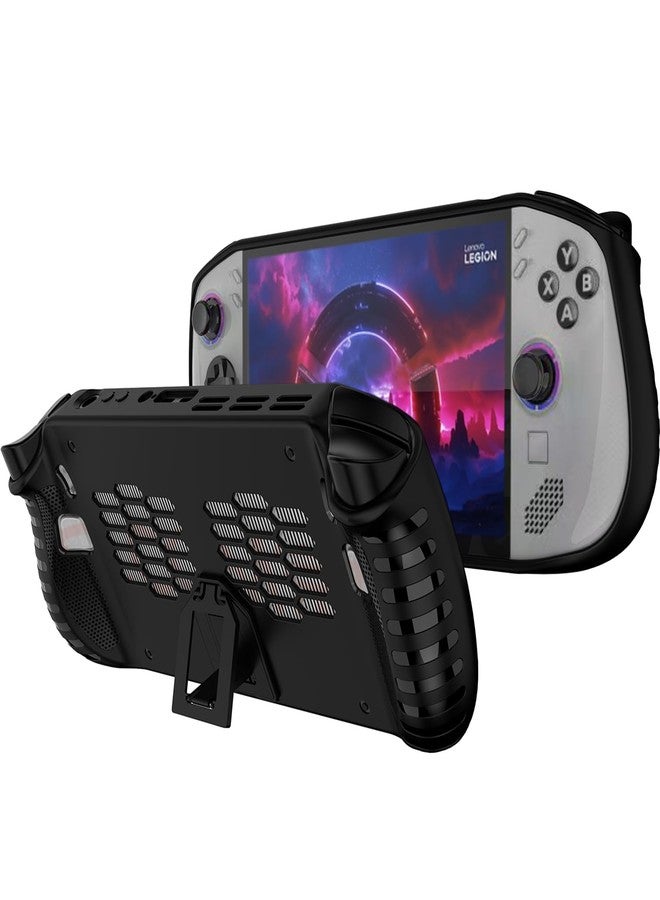 NINKI Silicone Skin for Lenovo Legion GO S Case with Stand 2025,Shockproof Anti-Scratch Non-Slip Grip Wrap Protective TPU Silicone Protector Cover for Lenovo Legion GO S 2025 Case with Kickstand Black - Image 1