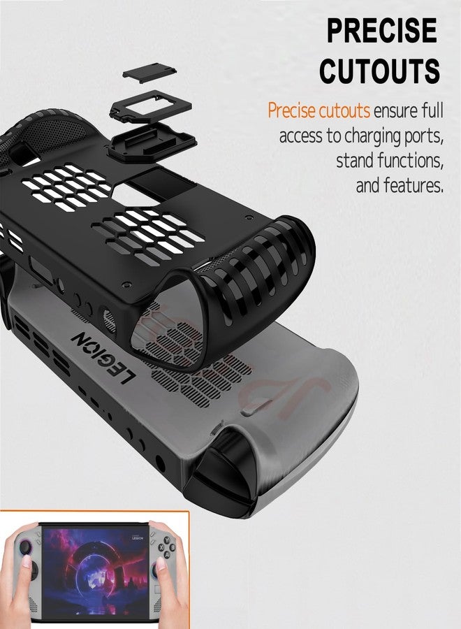 NINKI Silicone Skin for Lenovo Legion GO S Case with Stand 2025,Shockproof Anti-Scratch Non-Slip Grip Wrap Protective TPU Silicone Protector Cover for Lenovo Legion GO S 2025 Case with Kickstand Black - Image 2
