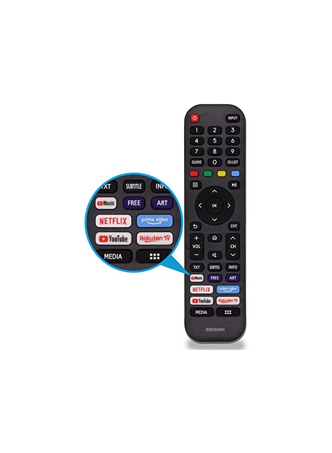 The Bros Replacement Hisense EN2G30H/EN2A30 Universal VIDAA TV Remote - Instant Replacement with Netflix, Prime Video, YouTube & Rakuten TV Hotkeys, No Setup, Lightweight Design for All Hisense Smart TVs - Image 2