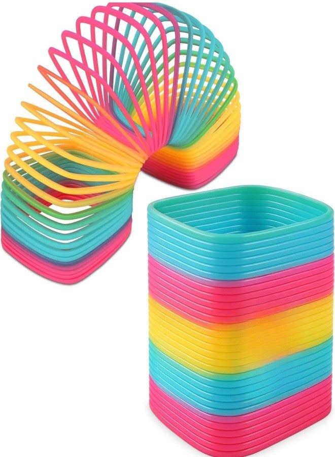 MALLEXO Square Shape Bouncy Magic Spring Toy for Kids 3+ | Rainbow Multicolor Slinky Expandable Stretchy Spring Stress Relief Toys for Boys, Girls and Adults | Fun Activity Toy & Decoration Items - Image 1