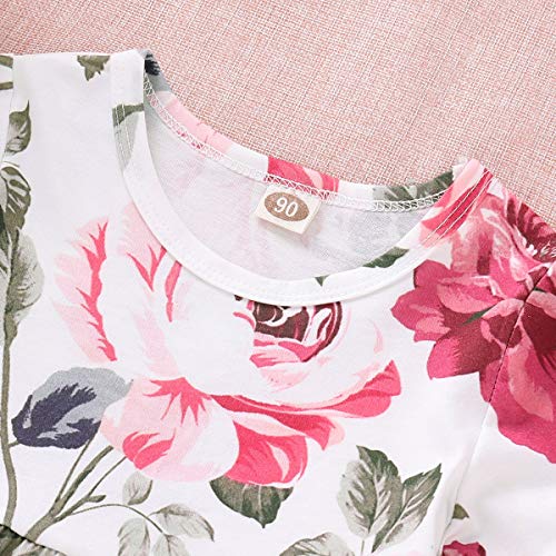 CARETOO Girls Clothes Outfits, Cute Baby Girl Floral Short Sleeve Pant Set Flower Ruffle Top - Image 4