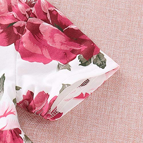 CARETOO Girls Clothes Outfits, Cute Baby Girl Floral Short Sleeve Pant Set Flower Ruffle Top - Image 5
