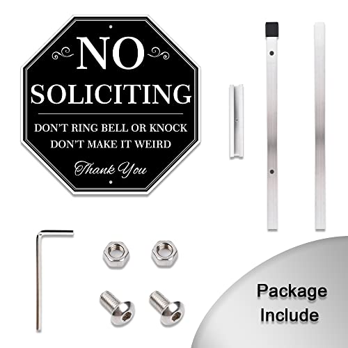 Uflashmi No Soliciting Yard Sign, No Soliciting Sign for House Yard with Stake, 10” x 28”, Metal black and white - Image 3