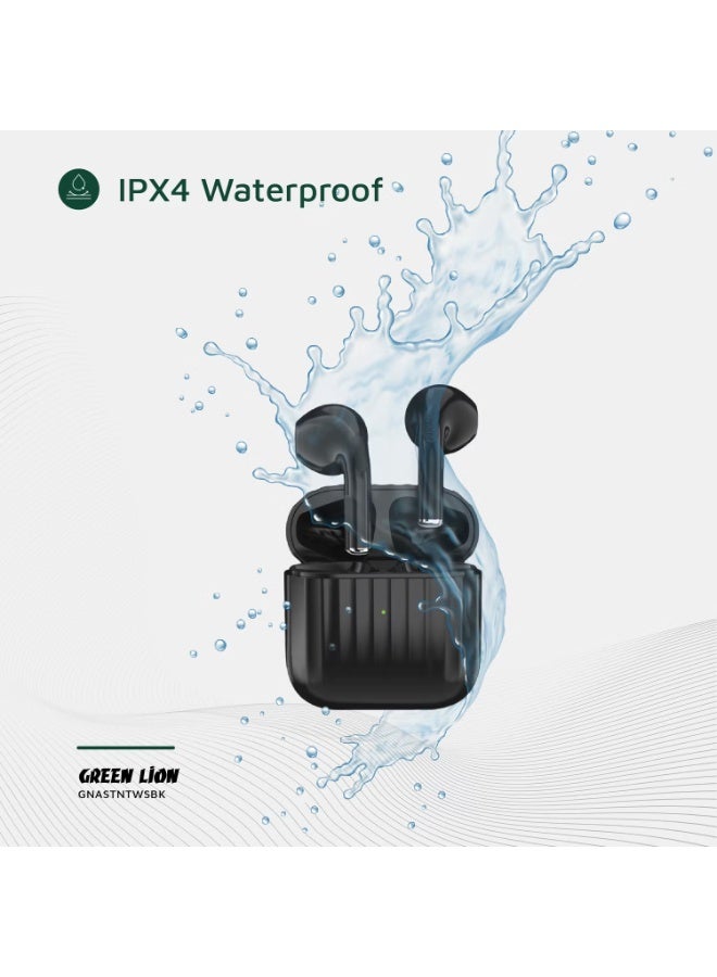 Green Lion Austin True Wireless Earbuds with Built-in Microphone, HD Sound, Dual Microphones, Touch Control, Voice Assistant, Type-C Charging, Up to 3 Hours Playtime - Black - Image 3