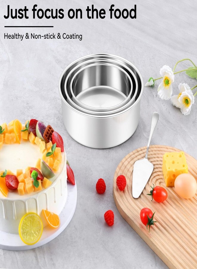 Leonyo Tall Round Cake Pans Set of 3 (6 inch/8 inch/9½ inch), Stainless Steel Round Baking Tier Cake Pans Set, Metal Tier Cake Tins for Birthday Wedding, Nonstick & Healthy, Dishwasher Safe - Image 4