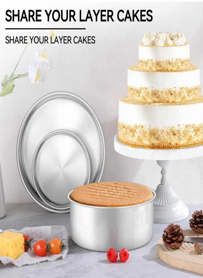 Leonyo Tall Round Cake Pans Set of 3 (6 inch/8 inch/9½ inch), Stainless Steel Round Baking Tier Cake Pans Set, Metal Tier Cake Tins for Birthday Wedding, Nonstick & Healthy, Dishwasher Safe - Image 5