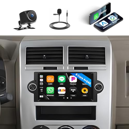 AMprime 2+64G Car Stereo for Dodge Ram 1500/2500/3500 2006-2008,Dodge Durango 2005-2008,Chrysler 300 Touring/300C/300M 2005-2007,Jeep Grand Cherokee 2005-2009 with Carplay,6.2" Radio with BT FM/RDS WiFi GPS - Image 1