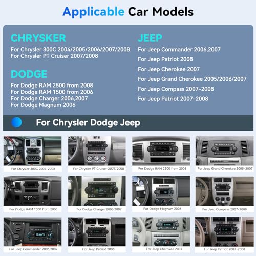 AMprime 2+64G Car Stereo for Dodge Ram 1500/2500/3500 2006-2008,Dodge Durango 2005-2008,Chrysler 300 Touring/300C/300M 2005-2007,Jeep Grand Cherokee 2005-2009 with Carplay,6.2" Radio with BT FM/RDS WiFi GPS - Image 2