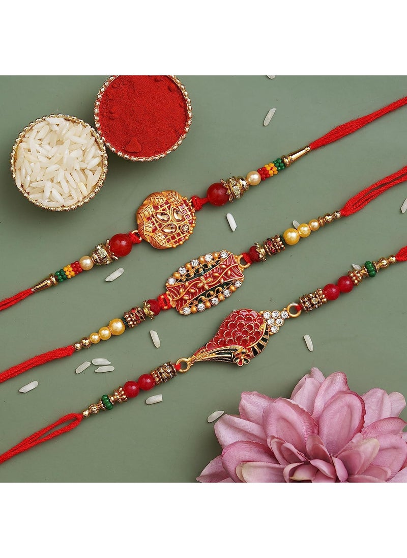 Webelkart Webelkart Set of 3 Rakhi for Brother, Bhaiya and Bhabhi with Kids Rakhi and Hanging Butterfly Tealight Candle Holders Rakshabandhan Gifts and 1 Greeting Card and Roli Chawal  - Image 2
