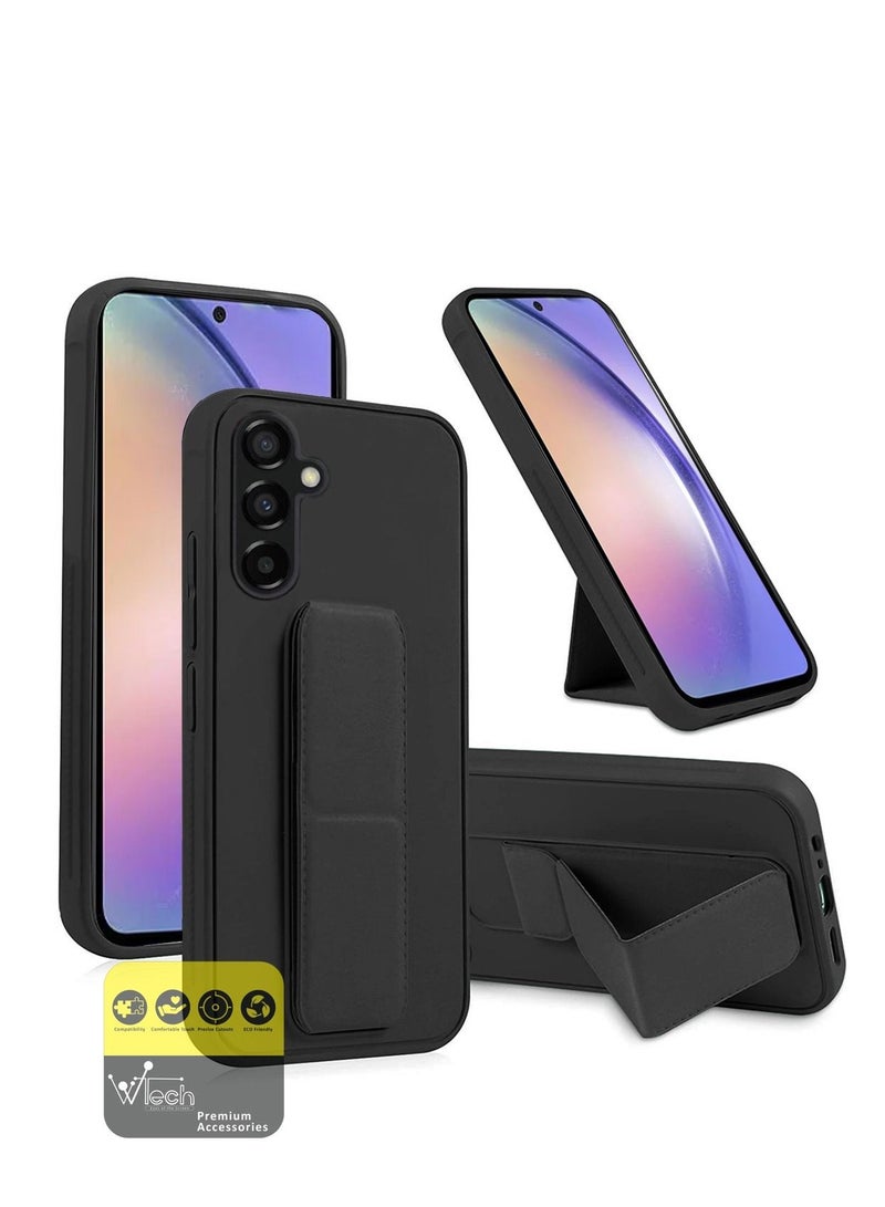 دبليو تيك مقبض مغناطيسي قابل للطي بمقبض معصم وقبضة إصبع مع غطاء حديدي مدمج لهاتف Samsung Galaxy A54 5G 2023 أسود - Image 1