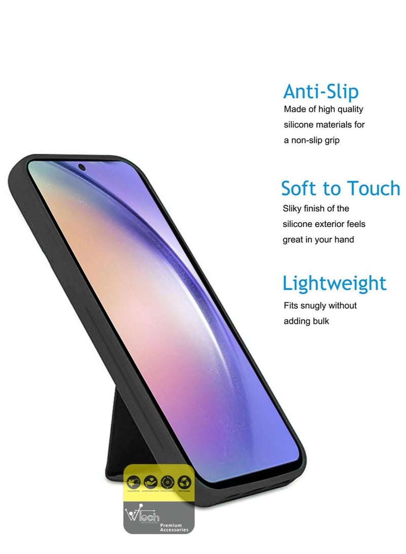 دبليو تيك مقبض مغناطيسي قابل للطي بمقبض معصم وقبضة إصبع مع غطاء حديدي مدمج لهاتف Samsung Galaxy A54 5G 2023 أسود - Image 3