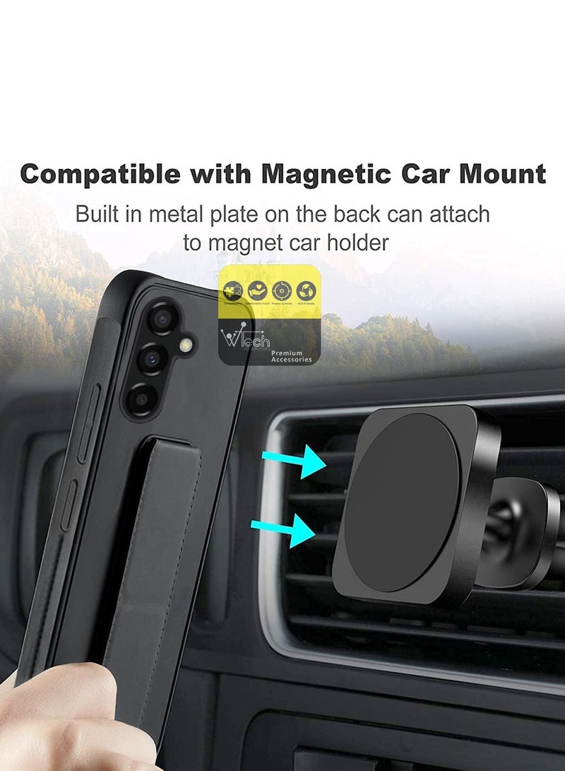 دبليو تيك مقبض مغناطيسي قابل للطي بمقبض معصم وقبضة إصبع مع غطاء حديدي مدمج لهاتف Samsung Galaxy A54 5G 2023 أسود - Image 2