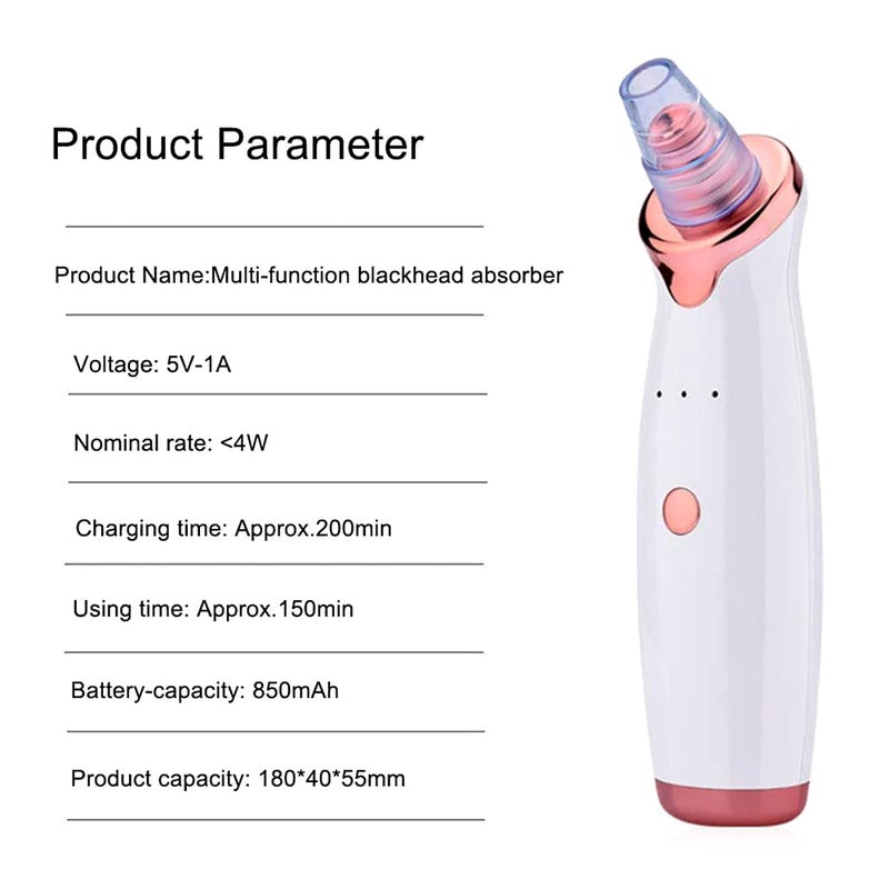 Blackhead Remover Blackhead Suction Equipment Electric Blackhead Suction Pore Cleaner Beauty Equipment White - Image 4