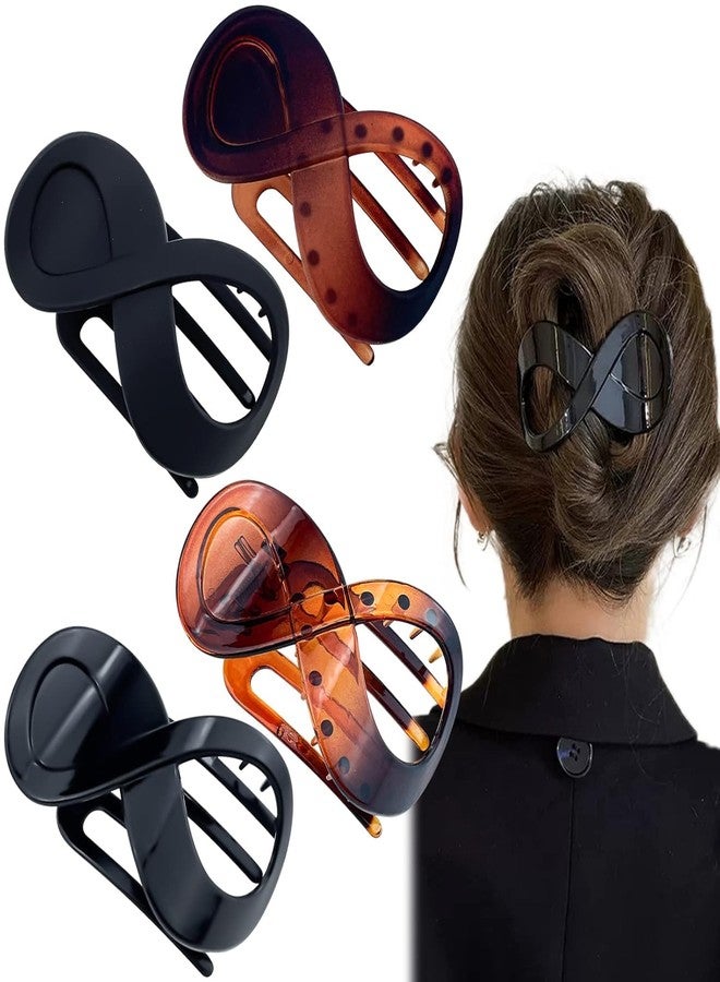 Melodio 4 Pcs Hair Claw Clips Women, Nonslip Flat Hair Clips Strong Hold Large Claw Clip Thick & Thin Stylish Hair Accessories for Everyday, Driving, Sports - Image 1