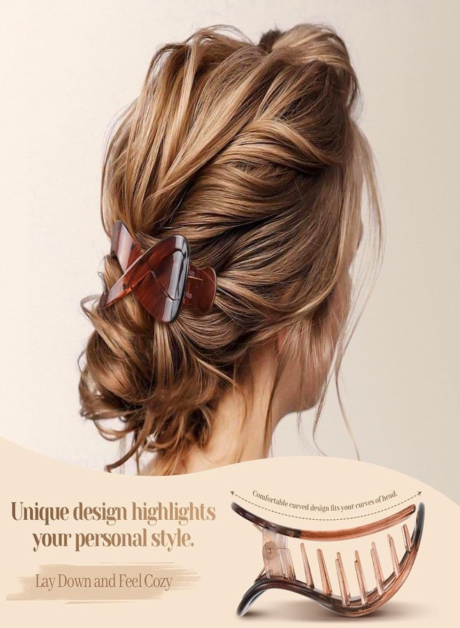 Melodio 4 Pcs Hair Claw Clips Women, Nonslip Flat Hair Clips Strong Hold Large Claw Clip Thick & Thin Stylish Hair Accessories for Everyday, Driving, Sports - Image 3