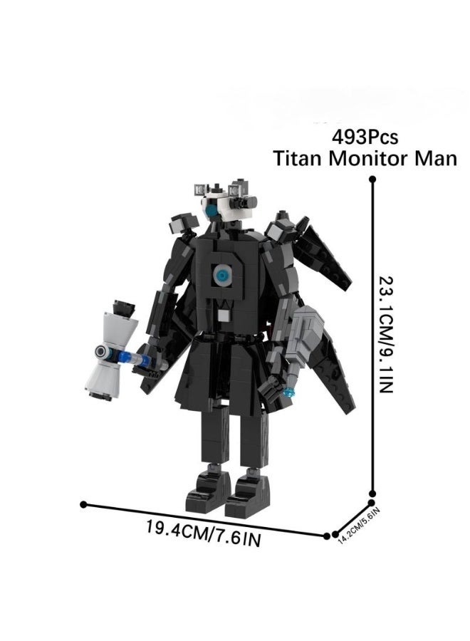 Skibidi Toilet Man Toy Building Blocks 493 Pcs Titan Monitor Man Toy Ideas Toys Battle Horror Game Model Ideas Toys Gifts for Adult u0026 Kids