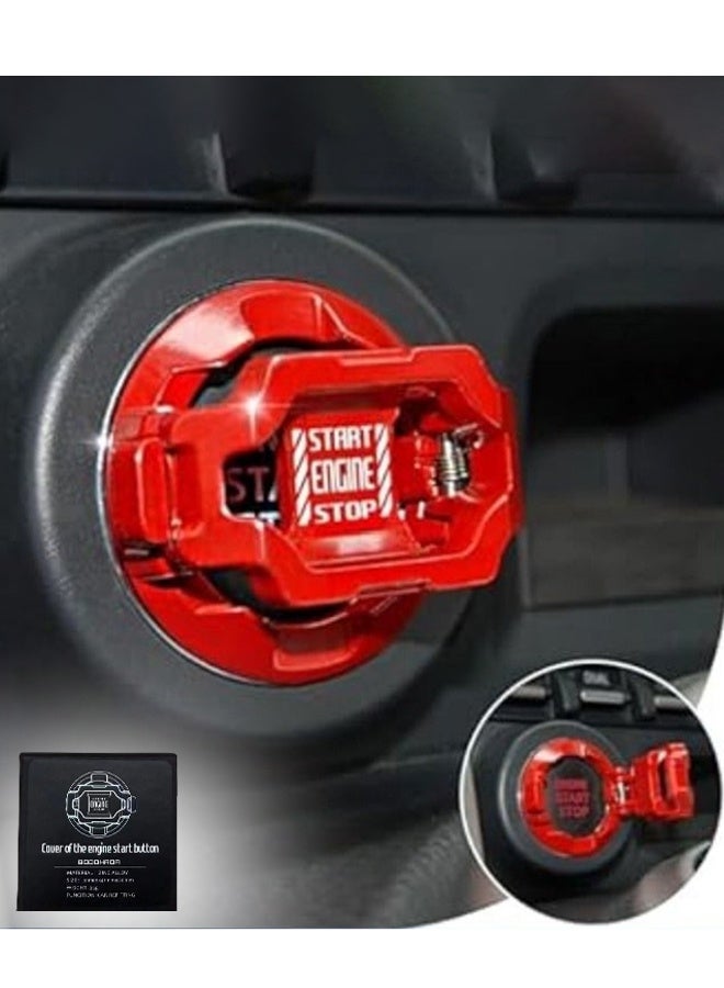 Push Start on Cover Car Engine Start Stop on Cover Protector Motorcycle Key Ignition Switch Cover Cool Car Accessories Interior Decor Red - Image 1