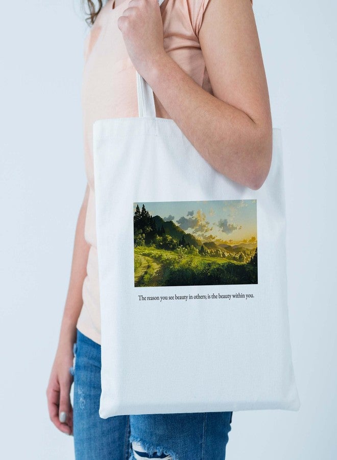 ARTBUG Tote Bag for Women, Aesthetic, Stylish, Ecofriendly, For College Girls, Office, Beach and Outings -See Beauty In Others Printed Canvas D - 295 - Image 2