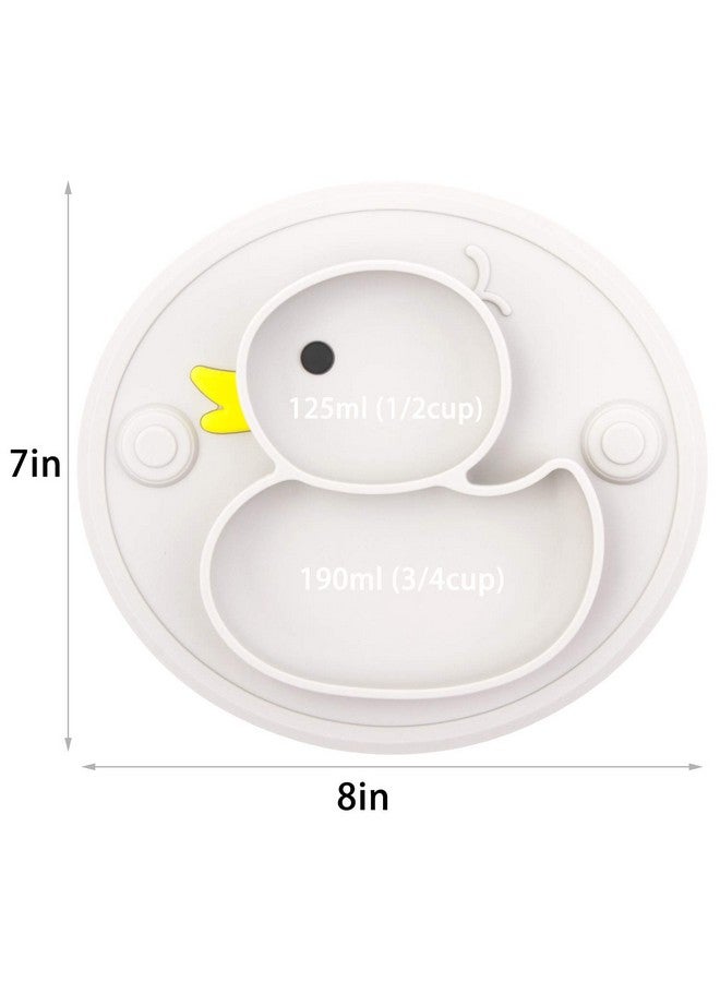 Lightening Baby Plate Silicone Toddler Plates Suction Placemat Divided Dishes for Kids and Infants One-Piece Strong Suction, BPA Free, Microwave Dishwasher Safe (Grey) - Image 2