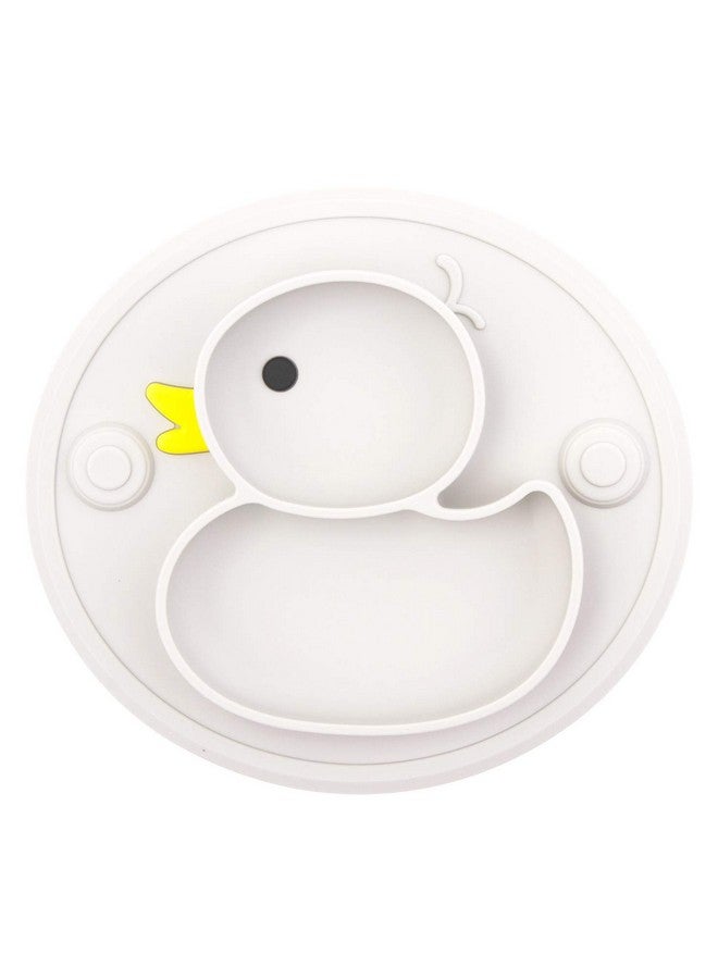 Lightening Baby Plate Silicone Toddler Plates Suction Placemat Divided Dishes for Kids and Infants One-Piece Strong Suction, BPA Free, Microwave Dishwasher Safe (Grey) - Image 1