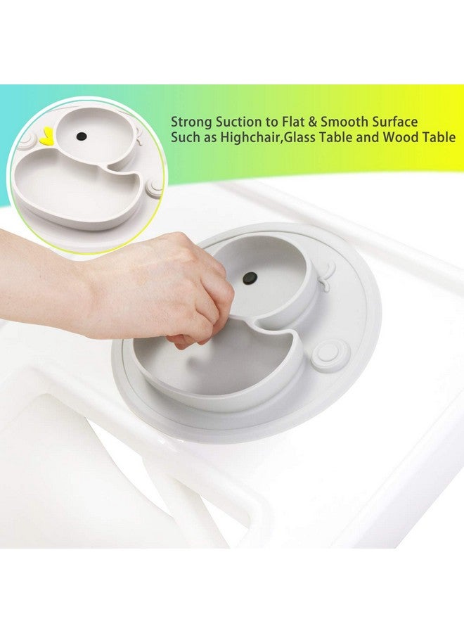 Lightening Baby Plate Silicone Toddler Plates Suction Placemat Divided Dishes for Kids and Infants One-Piece Strong Suction, BPA Free, Microwave Dishwasher Safe (Grey) - Image 5