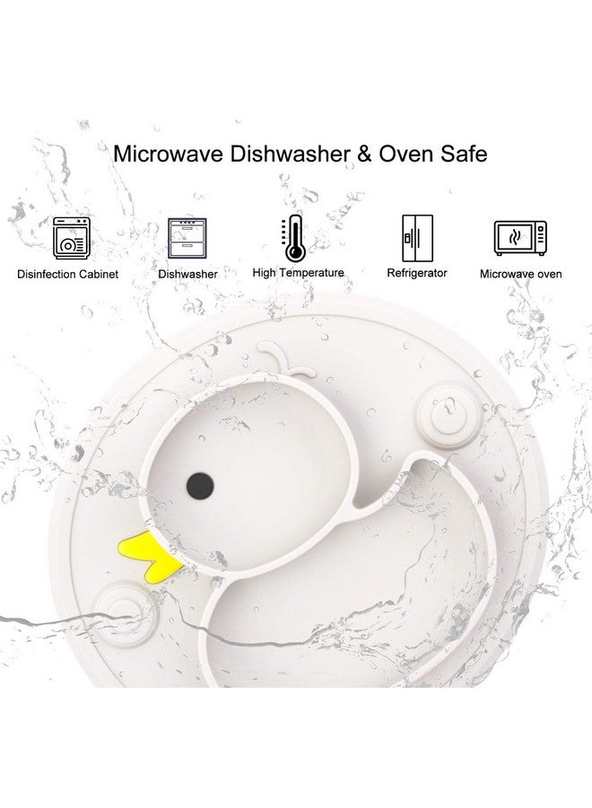Lightening Baby Plate Silicone Toddler Plates Suction Placemat Divided Dishes for Kids and Infants One-Piece Strong Suction, BPA Free, Microwave Dishwasher Safe (Grey) - Image 3