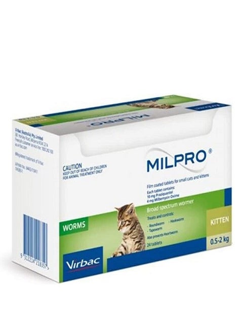 Virbac Milpro Wormer Tablet for Small Cats x 2 Tablet