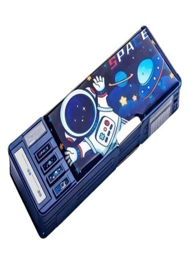CALYXIA Plastic Multifunctional Space Lock Compass Box for Kids, Kids Pencil Box for Boy & Girl, Magnetic & Passworld Lock Compass Box for Boys Space Theme Return Gifts for Kids,Multicolor - Image 1