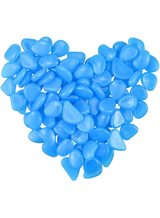 The Bros Glowing Pebbles, Glow in the Dark Stones Rocks Luminous Cobblestones for Garden Walkways Decoration, Aquarium Fish Tank Park Ornaments Backyard Driveway Decorative Stones 100Pcs(Blue) - Image 1