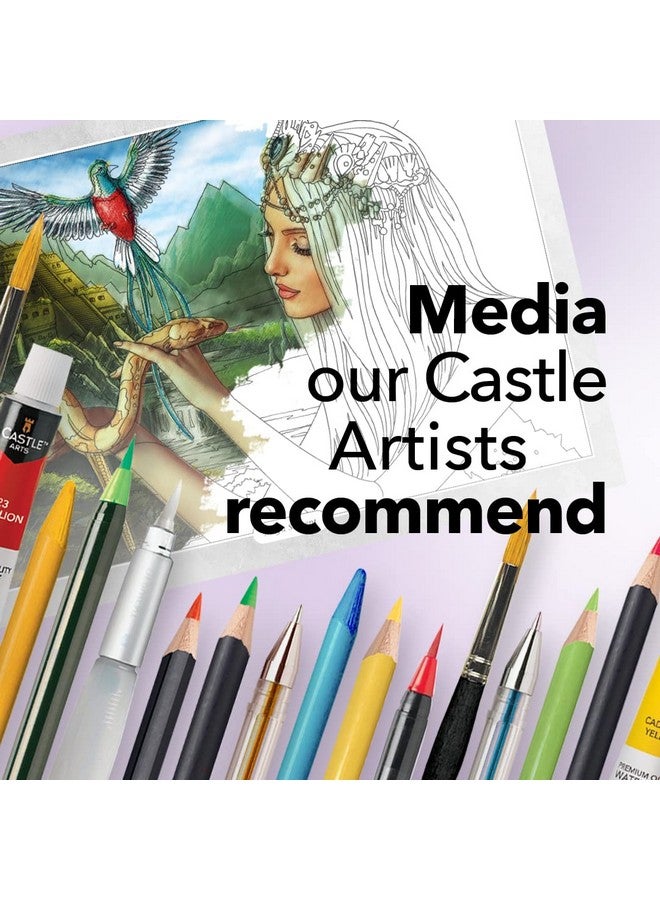 Castle Art Supplies Castle Arts Fantasy Coloring Book 36 Fantastic Dreamscapes Curated By In House Artists To Relax You With Color Reference Guide No Show Thru Artist Grade Paper Frameable Landscape A4 Size - Image 3