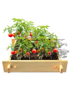 Generic Explorer Raised gardenbed 3 Feet x 3 Feet x 23 Cm. White Wood Raised Garden Bed Outdoor, planter box for home gardening, starter kit to grow flowers, herbs, vegetables.  - Image 1
