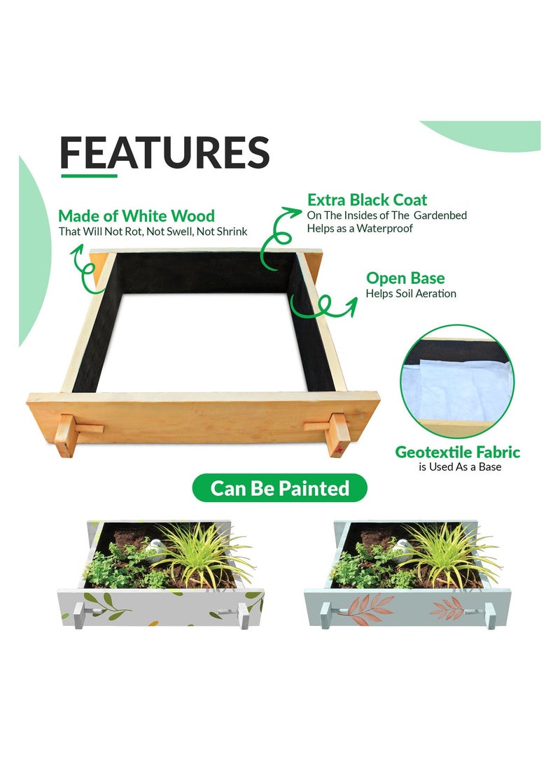 Explorer Raised gardenbed 3 Feet x 3 Feet x 23 Cm. Wooden Bed to grow  heat-resistant and hardy summer plants—foliage, flowering varieties, and creepers - Image 4