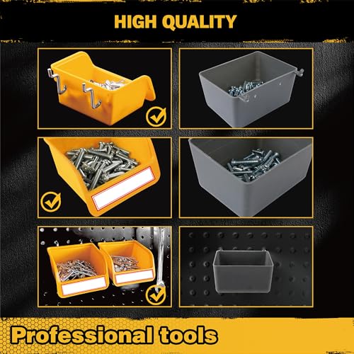ELEAD Pegboard Bins Organizer Set 24-Pack - Durable Storage Tray for Screws, Nuts, Bolts, Hardware, Crafts, Accessories | Fits Standard Pegboards | 24 Labels for Garage Workshop Craft Room - Image 3