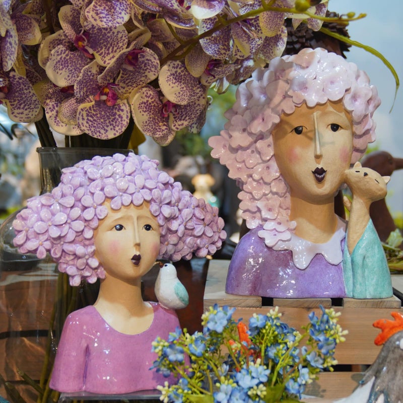 DiliComing Garden-Statues Women-Head Statues for Home Decor - 13 Inch Women with Cat Modern Art Statue, Resin Cat Sculptures for Garden, Tabletop, Livingroom and Office(Purple) - Image 5