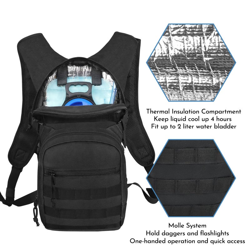 Zavothy Hydration Backpack with 2L Water Bladder Tactical Molle Water Backpack for Men Women Hydration Pack for Hiking, Biking, Running and Climbing - Image 2