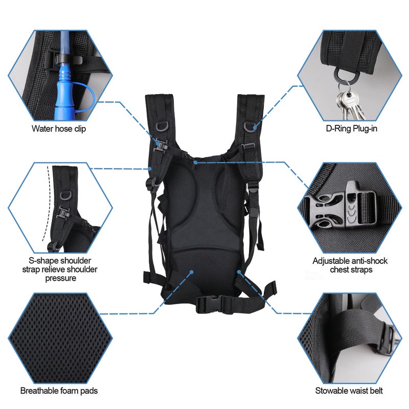 Zavothy Hydration Backpack with 2L Water Bladder Tactical Molle Water Backpack for Men Women Hydration Pack for Hiking, Biking, Running and Climbing - Image 4