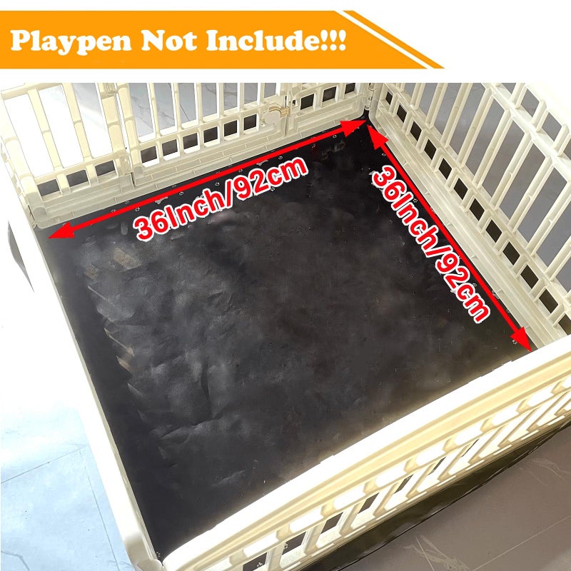 THINMUHAND Dog Playpen Bottom Pad Fits for 36 Inch 4 Panels Exercise Pet Playpen, Dog Crate Pad Puppy Playpen Pad, Hoop and Loop Design (Note: Playpen Not Included). -PureBlack - Image 2