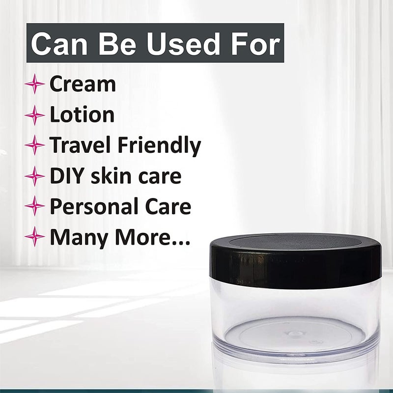 RIGJAK RIGJAK Multipurpose Frosted Glass Empty JarContainer with Black Cap 50GR 50ml for Beauty Cream Blends Skin Care Hair Care Travel Toners Lip Balm Cosmetic etc Transparent Pack of 6  - Image 4
