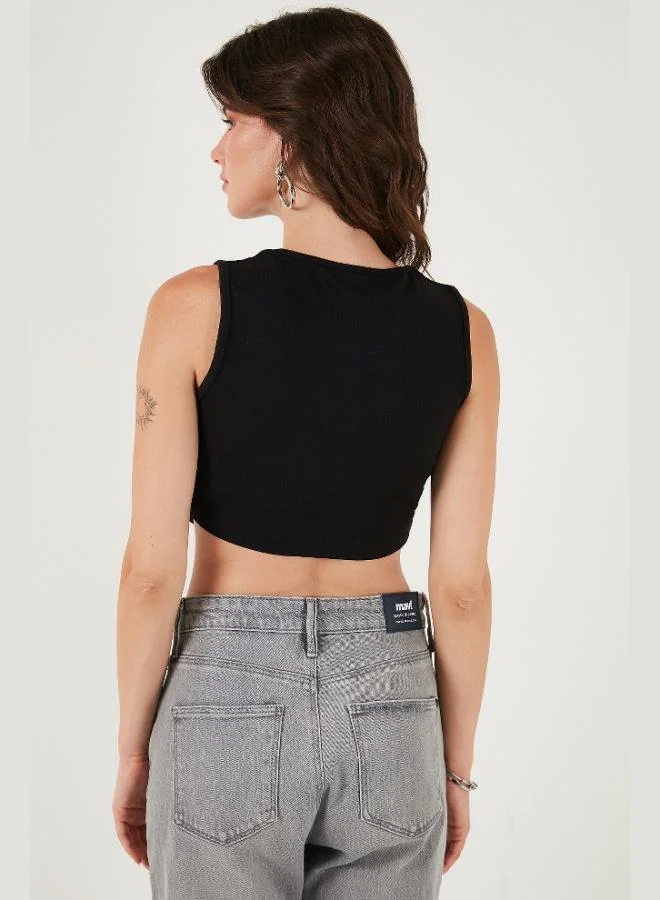 Lela  Lela Slim Fit Heart-Neck Buttoned Thick Strappy Crop Vest Women's VEST 5865497 for Women | Best Price UAE