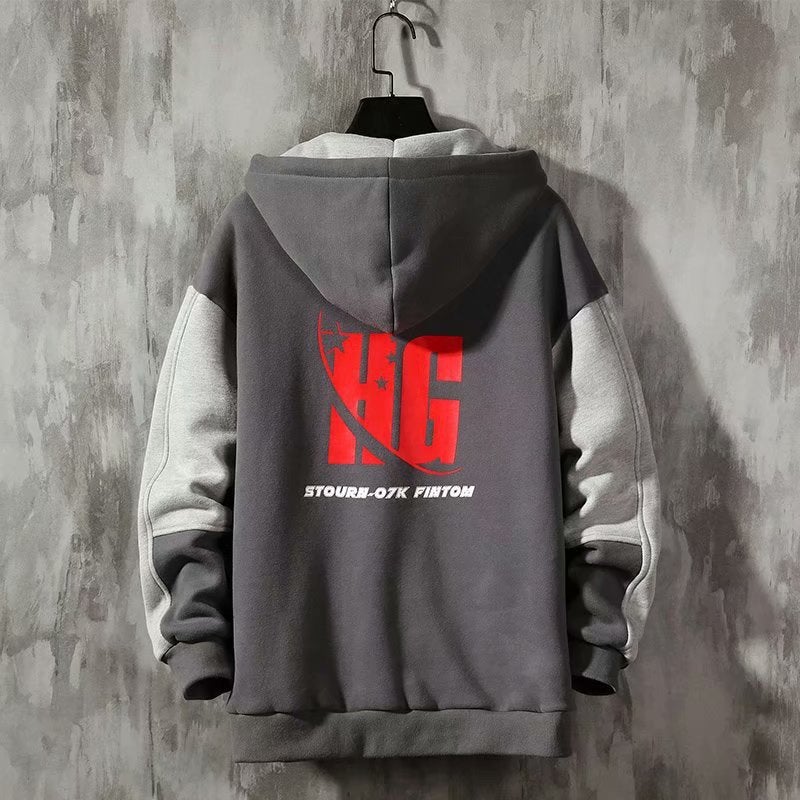 Mens Hooded Fleece Sweatshirt Casual Spring Gray  - Image 5