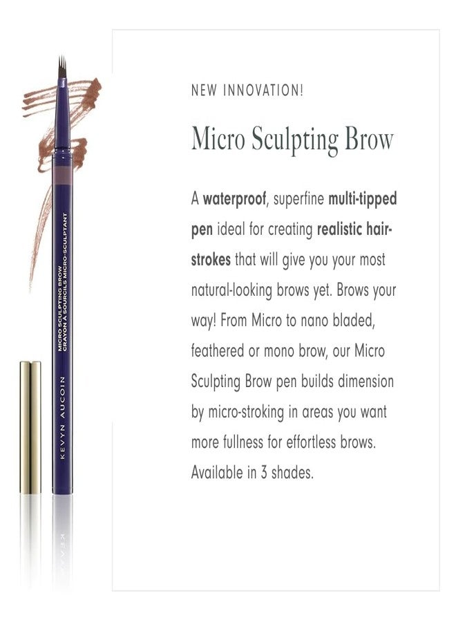 Kevyn Aucoin Micro-Sculpting Brow, Blonde color: A waterproof, superfine multi-tipped pen ideal for creating realistic brow hair strokes. Long wear, precise application, easy use. Make-up artist go to - Image 2