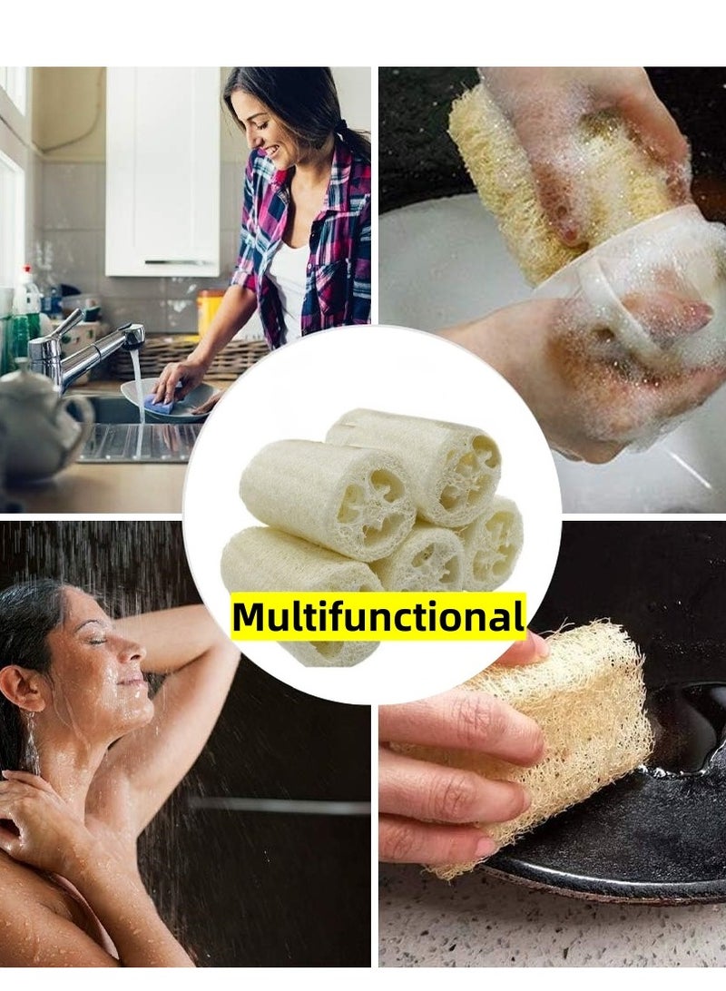 5pcs Organic Loofah Sponge, Natural Loofah exfoliating，Organic Sponge Bath for Shower Scrubbing and Kitchen Cleaning(6 * 10cm)