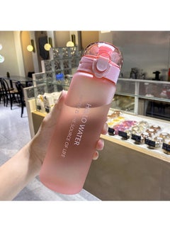 780ml Large Capacity Water Bottle, Portable Plastic Water Bottle, Sports Water Bottle, With Pop-Up Lid and Time Mark Reminder Cream Cup, For Outdoor Sports and Fitness - Matte Pink