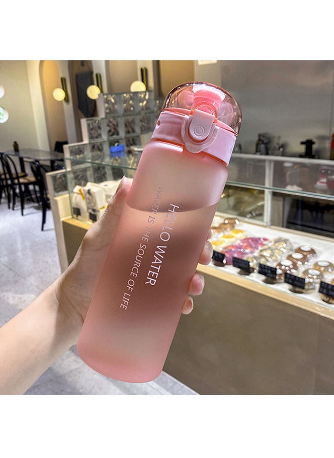 Arabest - 780ml Large Capacity Water Bottle, Portable Plastic Water Bottle, Sports Water Bottle, With Pop-Up Lid and Time Mark Reminder Cream Cup, For Outdoor Sports and Fitness - Matte Pink - Image 1