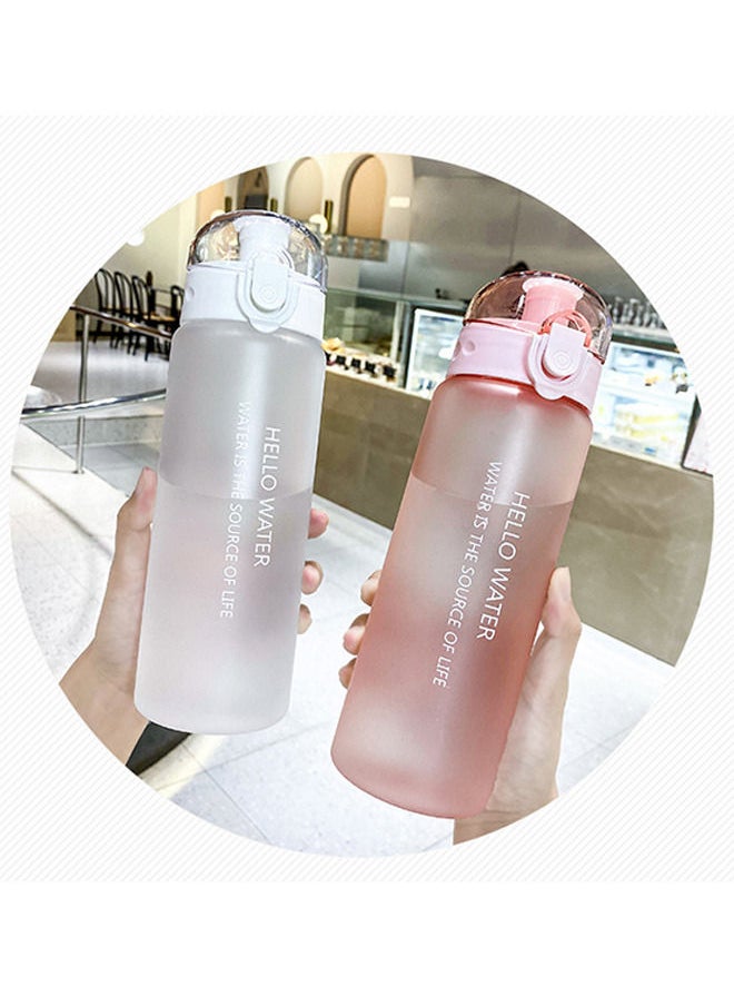 Arabest - 780ml Large Capacity Water Bottle, Portable Plastic Water Bottle, Sports Water Bottle, With Pop-Up Lid and Time Mark Reminder Cream Cup, For Outdoor Sports and Fitness - Matte Pink - Image 1