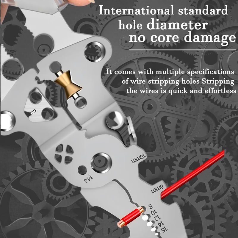 Treayes 18-in-1 Folding Wire Stripper Pliers â€“ Multifunctional Tool with Voltage Detector, Crimper & Stylus Screwdriver for Cutting, Stripping & Pulling Wires - Image 5