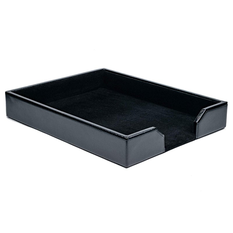 Dacasso Bonded Leather Desktop Tray Luxury Letter Holder  Paper Organizer for Desk 135in x 105in x 213in Black