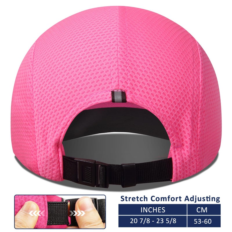 GADIEMKENSD Women's Race Day Running Hat Performance Mesh Baseball Cap - Excellent Ventilation, Lightweight, Reflective Safety Ponytail Hats for Exercise Golf Hiking Beach Workout Gym Bright Pink - Image 4